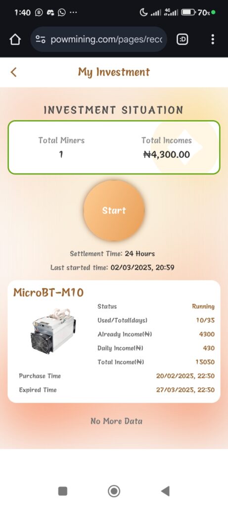 Powmining machine